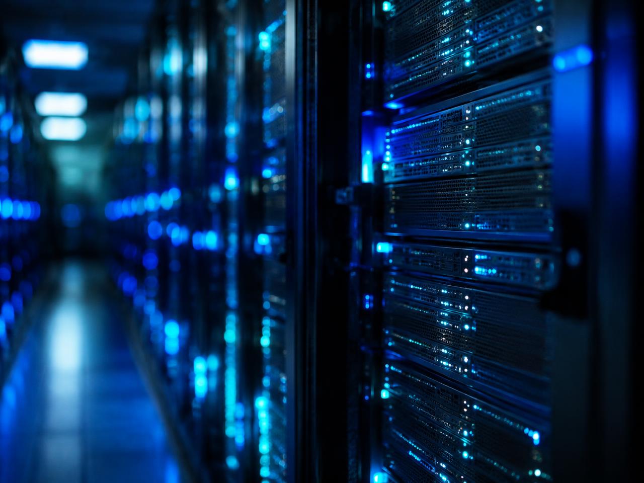 Racks de servidores en un centro de datos